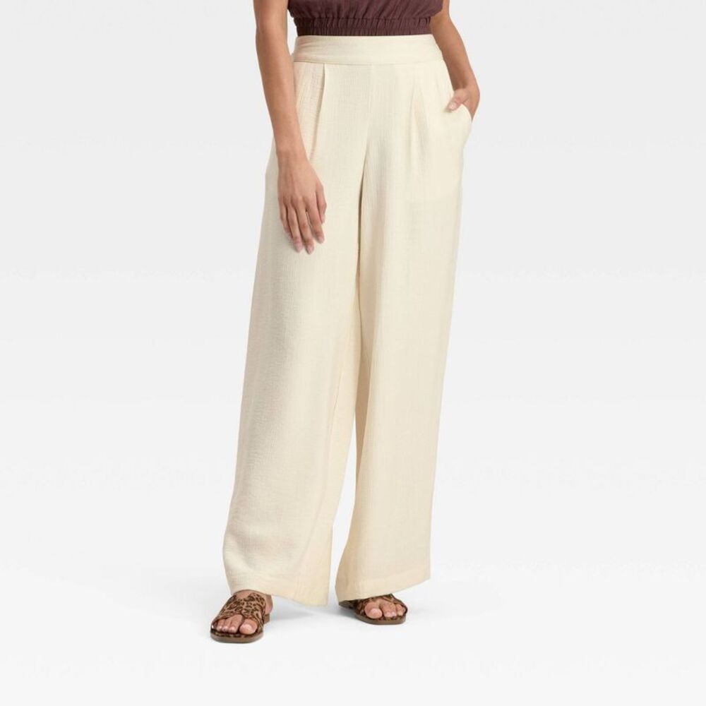 A New Day - Women's High-Rise Modern Gauze Pull-On Pants - A N Cream